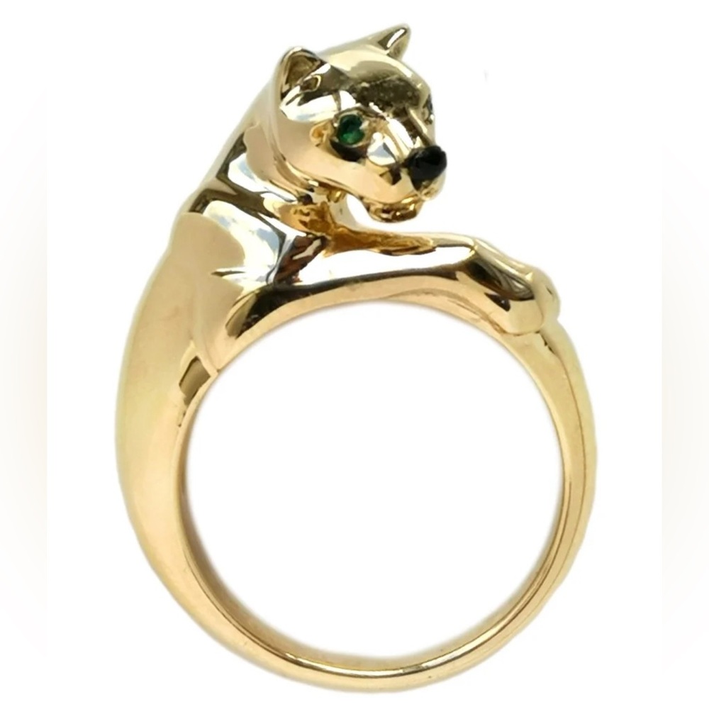 Cartier Gold Panther Ring with Emerald Eyes